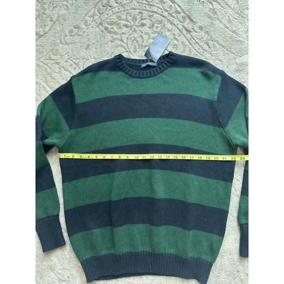 Brandy Melville Striped Crewneck Sweater Navy Green One Size 100% Cotton NWT - Picture 3 of 6